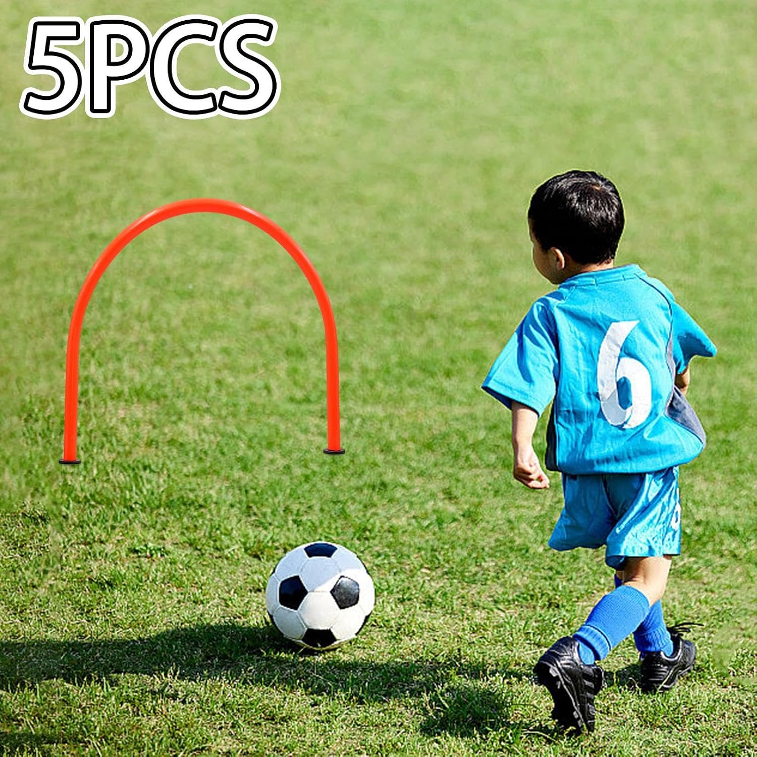 5 Pieces Soccer Training Training Equipment Close Ball Control for Kids Adults Soccer Training Passing, Orange Ground Plug