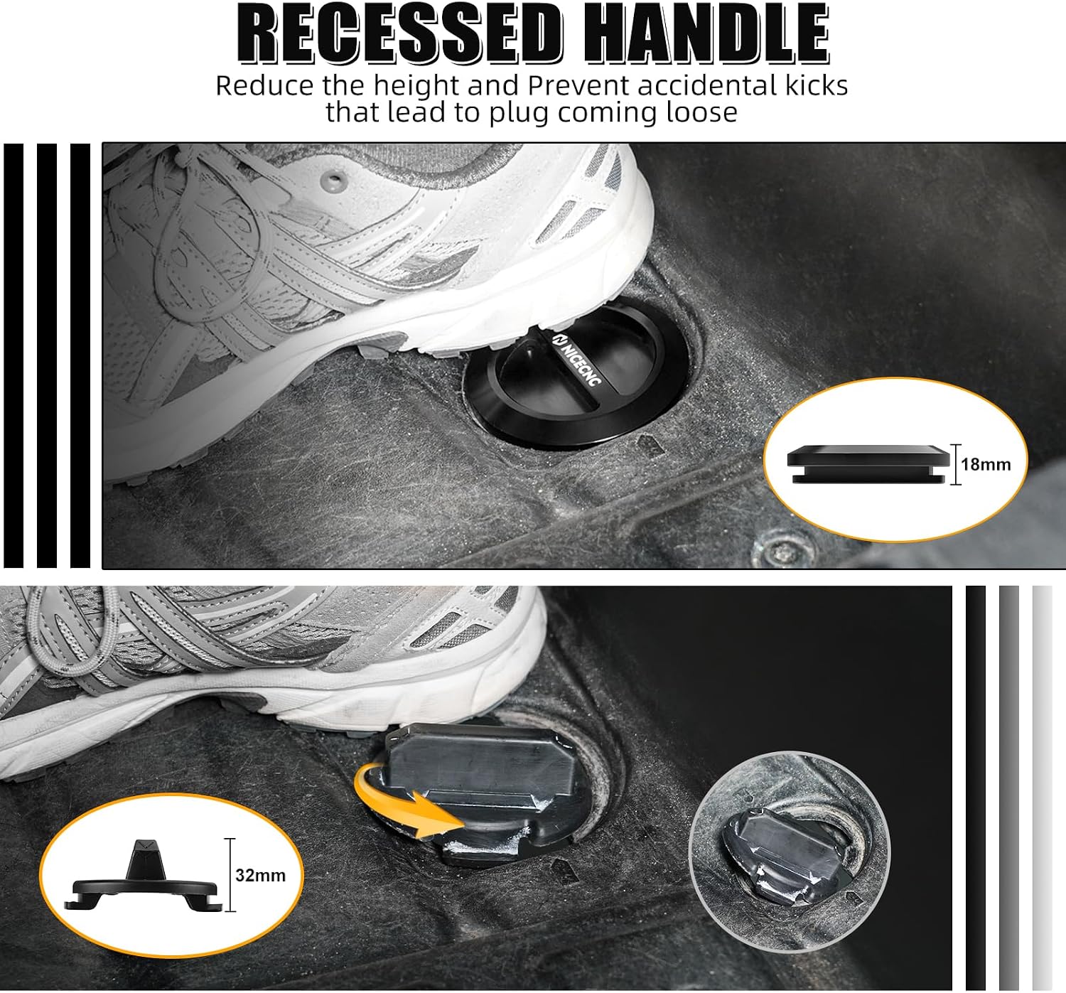 NICECNC Black 2pcs Aluminum Floor Drain Plug