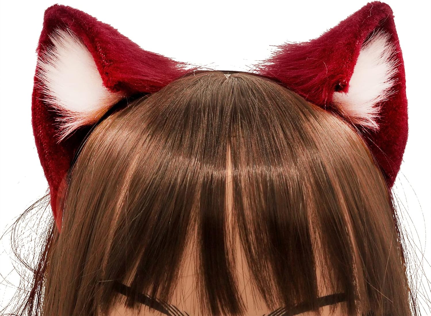 QinRuan Cat Fox Faux Fur Ears Headband Cute Halloween Fancy Dress Cosplay Handmade Animal Furry Ears Hair Hoop - Image 4