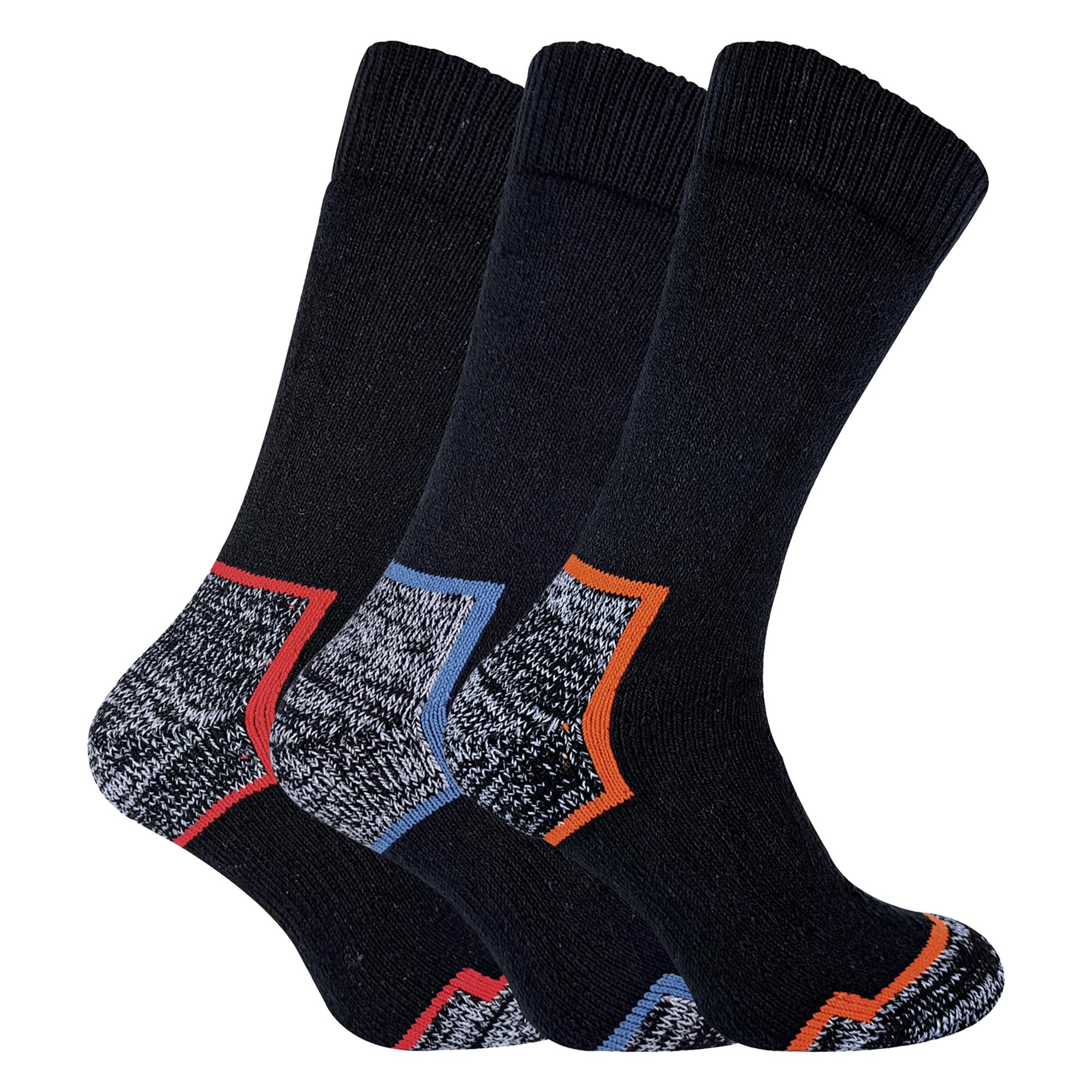 Sock Snob Men's Black 3 Pairs Heavy Duty Cotton Cushioned Work Boot Socks With Reinforced Heel & Toe (6-11 Uk, )
