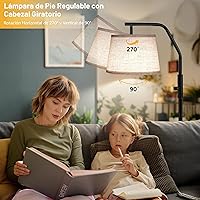 Vista 2 de SUNMORY Lámparas de pie para sala de estar, bombilla de 9 W incluida, lámpara alta para dormitorio con cabezal ajustable, lámpara de pie moderna
