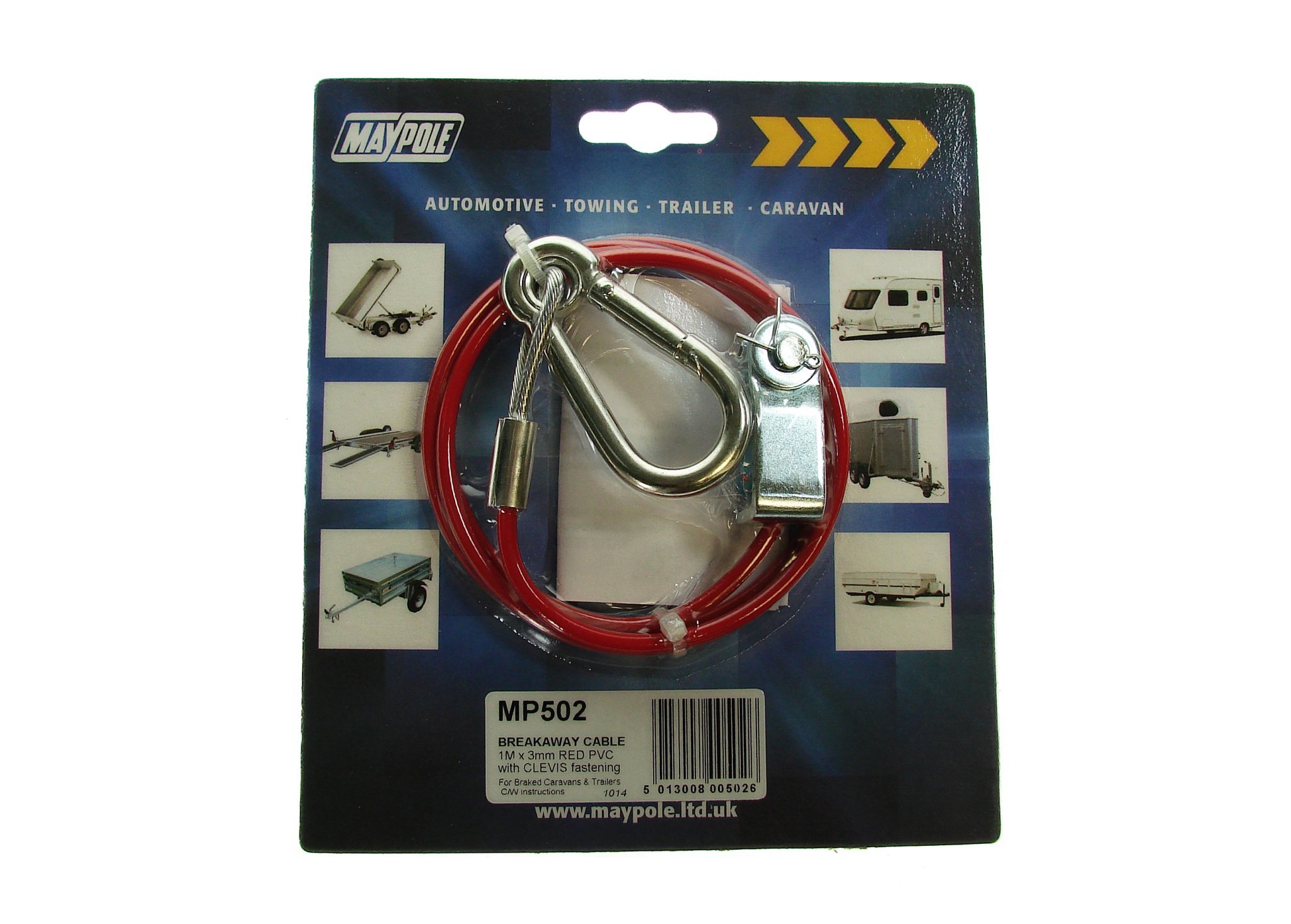 Maypole Breakaway Cable for Ifor Williams Trailers, Clevis And Pin Fitting, 1m x 3mm
