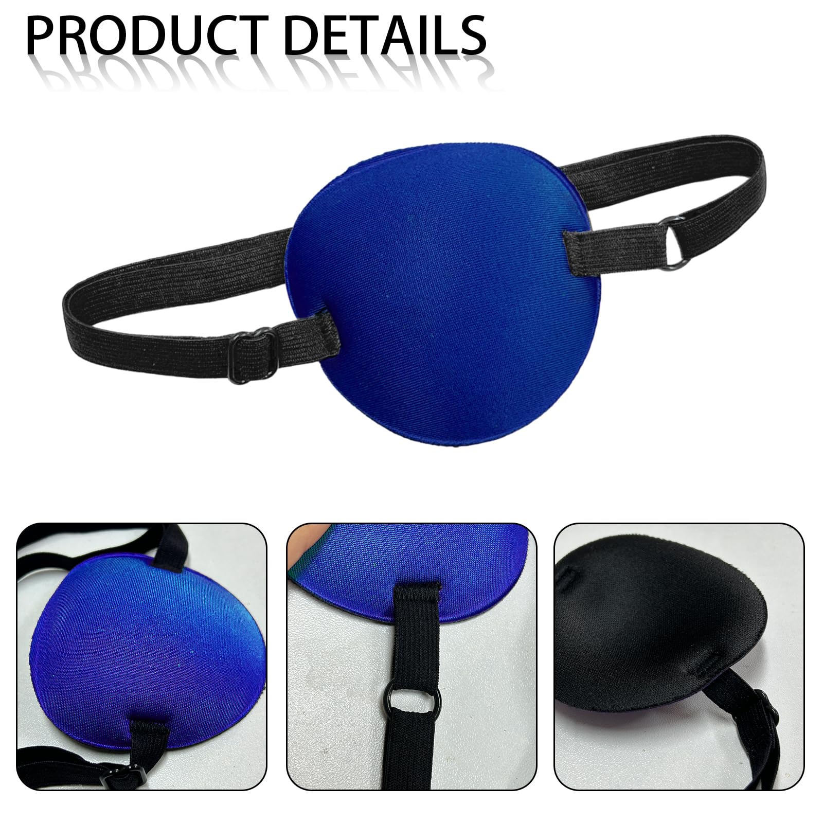 UILYNIU 6 Pezzi Benda per Occhio Benda per Occhio, Regolabile Traspirante Elastico Eye Patch, Pirata Singolo Occhio Patch per L'amliopia e lo Strabismo, Festa Cosplay (Nero, Blu)