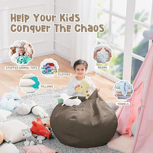 Miniatura 103 de Nobildonna - Funda para silla de puf (relleno sin relleno) de nido de pájaro para niños y adultos. Puf extra grande para almacenamiento de animales