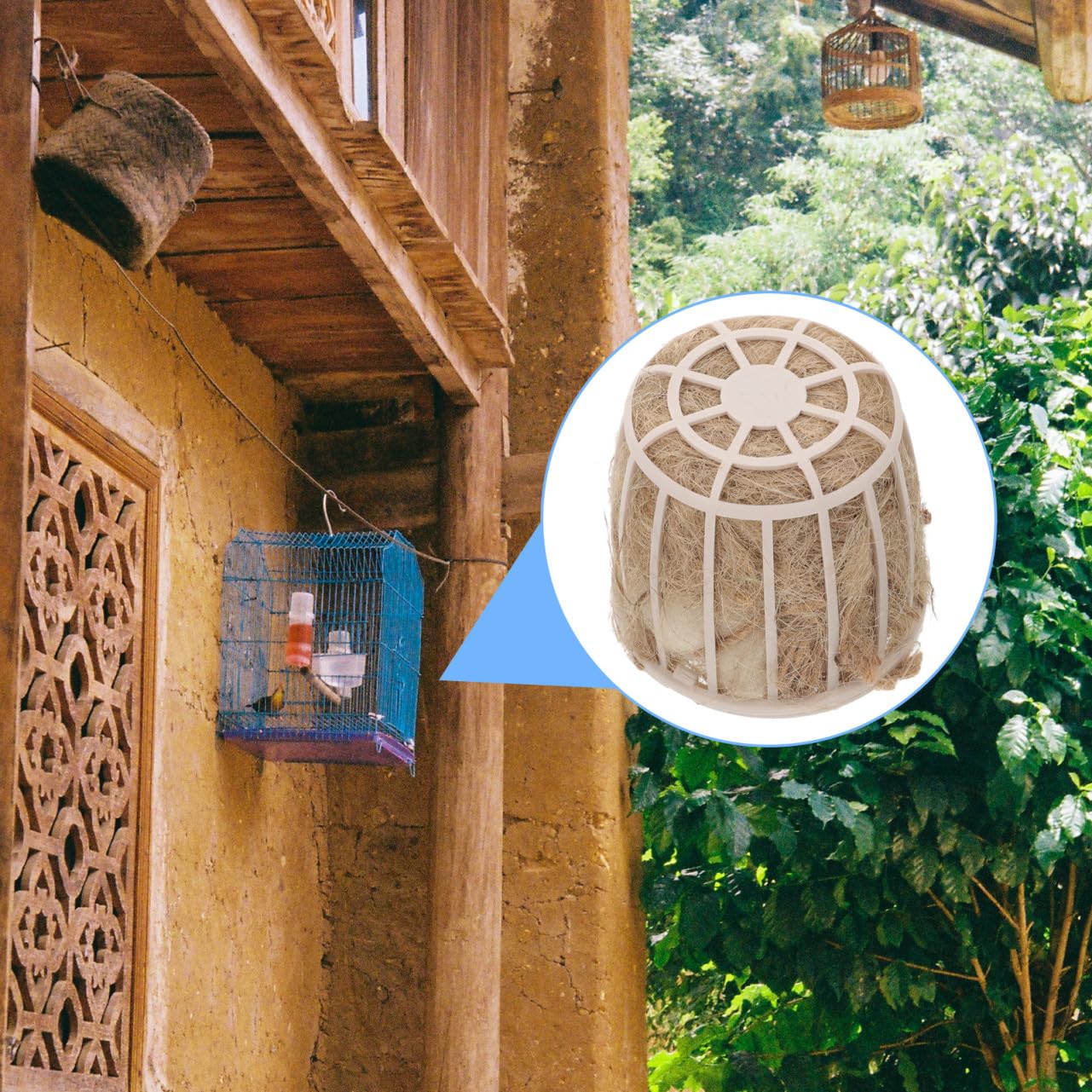 Milisten Juego de 3 Piezas de Material para Nidos de Pájaros de Jute Beige Textura Agradable y Amplia Compatibilidad Adecuado para Anidación de Aves en Jardín