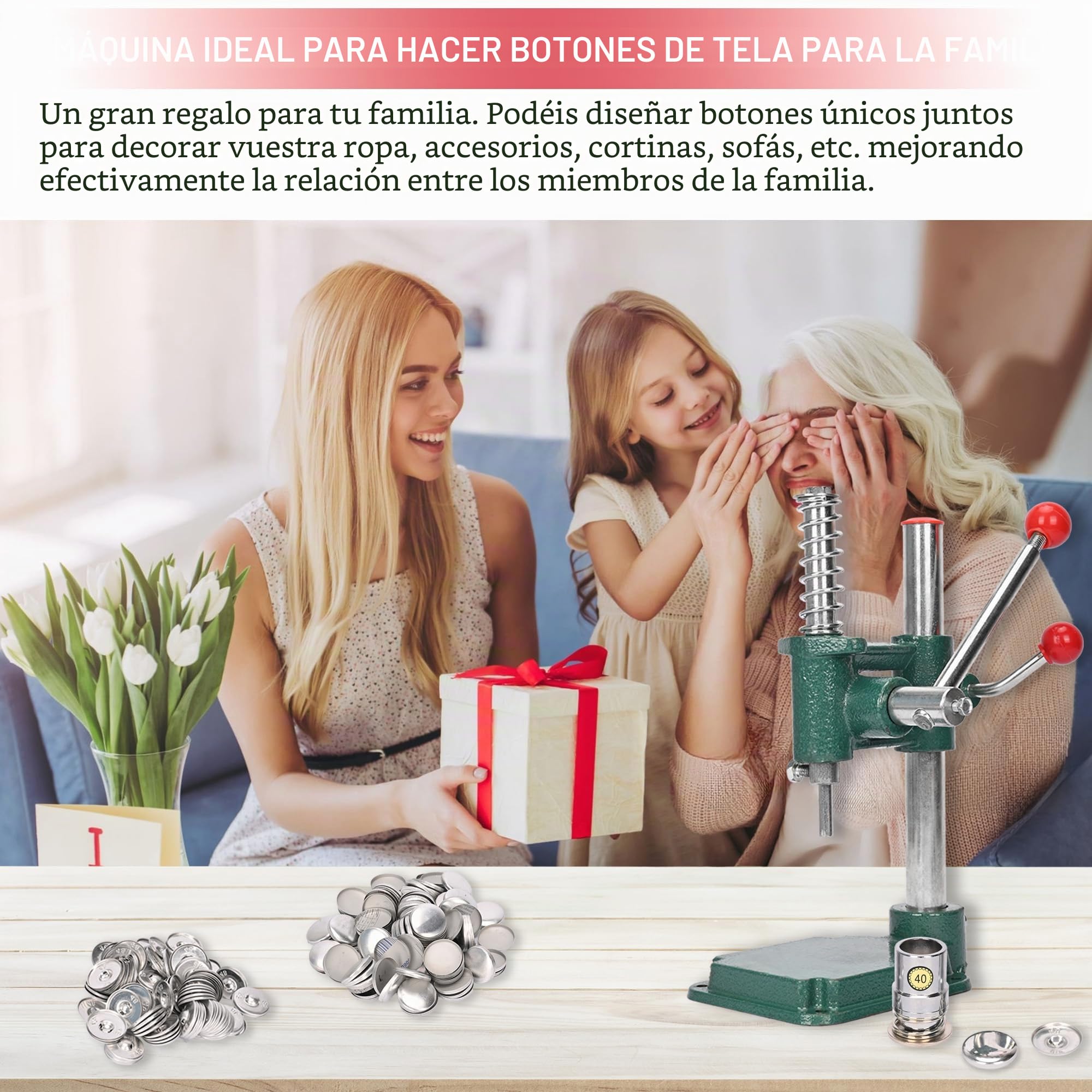 Máquina para Forrar Botones de Tela Hecha a Mano con 3 Moldes (18 mm, 25 mm, 30 mm) y 300 Piezas