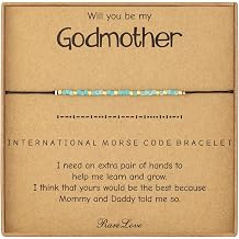 RareLove Godmother Morse Code Beaded Bracelet for Women - Blue Gold Pony Seed Tiny Beads
