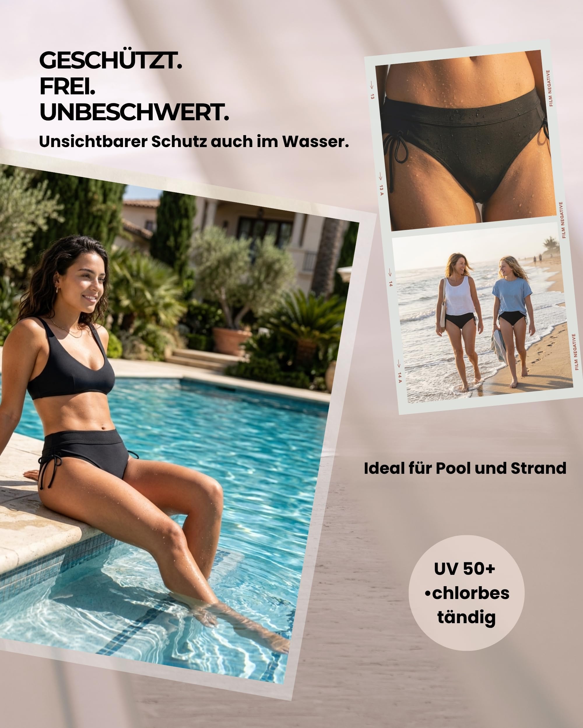 Perioden Badeanzug Mädchen & Damen | AquaSecure Technologie | Für leichten bis mittleren Periodenfluss | Perioden Bikini Teenager Mädchen & Damen | Menstruations Badeanzug | Ökologisch, OEKO-TEX