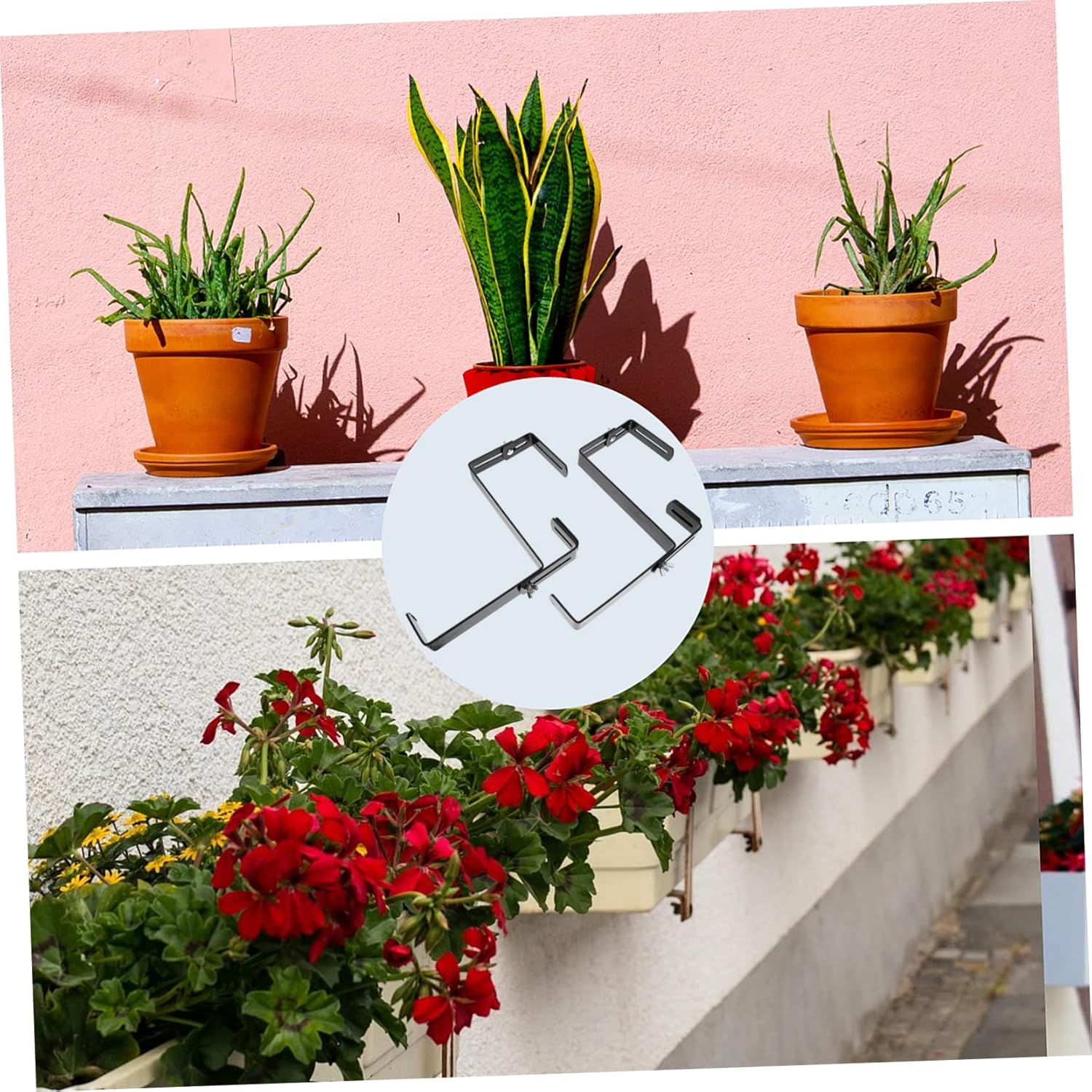 1Pair Hanging Flower Rack Plant Shelf with Anchors for Balcony Garden Room Decor Suitable for Railings Durable Stylish Planter Holder