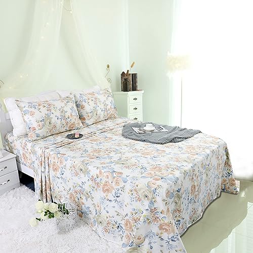 Vista 64 de SOFTTA - 1 funda nórdica + 2 fundas de almohada Paisley Modern Juego de cama 100% algodón egipcio Rama azul y blanca