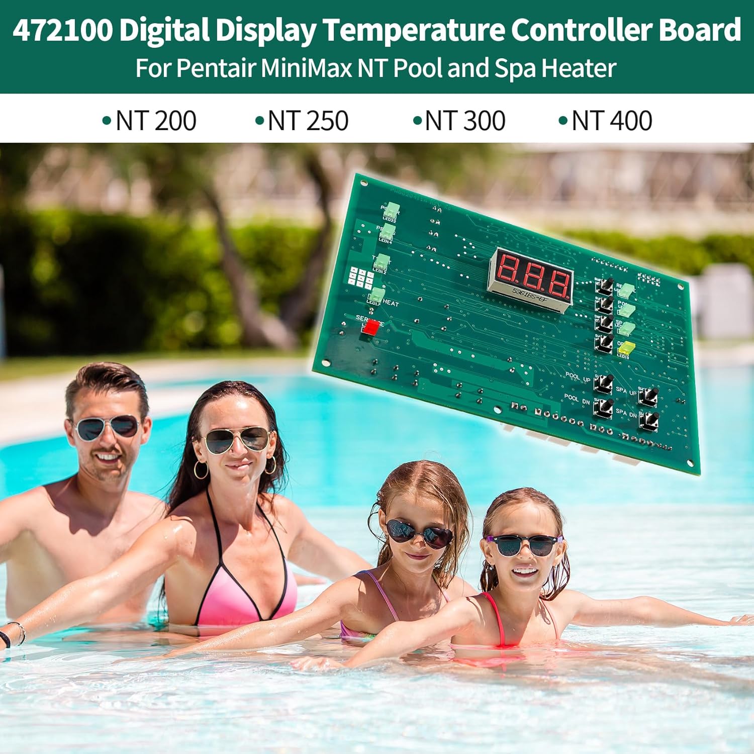 472100 Digital Display Temperature Controller Board Replacement for MiniMax NT Series Pool and Spa Heater - High Precision Temperature Control, Easy Installation, Durable Upgrade
