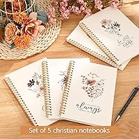 Vista 2 de Gueevin 5 Pack Spiral Notebook Aesthetic School Supplies A5 Wide Ruled 160 Pages/ 80 Sheets Cute Notebook for Work Students School Office Floral