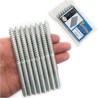 8 Pack 5/16-18 x 4 Inch Hanger Bolts 5/16-18" Silvery Double Headed Bolts 5/16 Wood Dowel Screw Self-Tapping Screw Hanger Bolts for Furniture Screws Double Screw Threaded Rods Bolt 100mm length