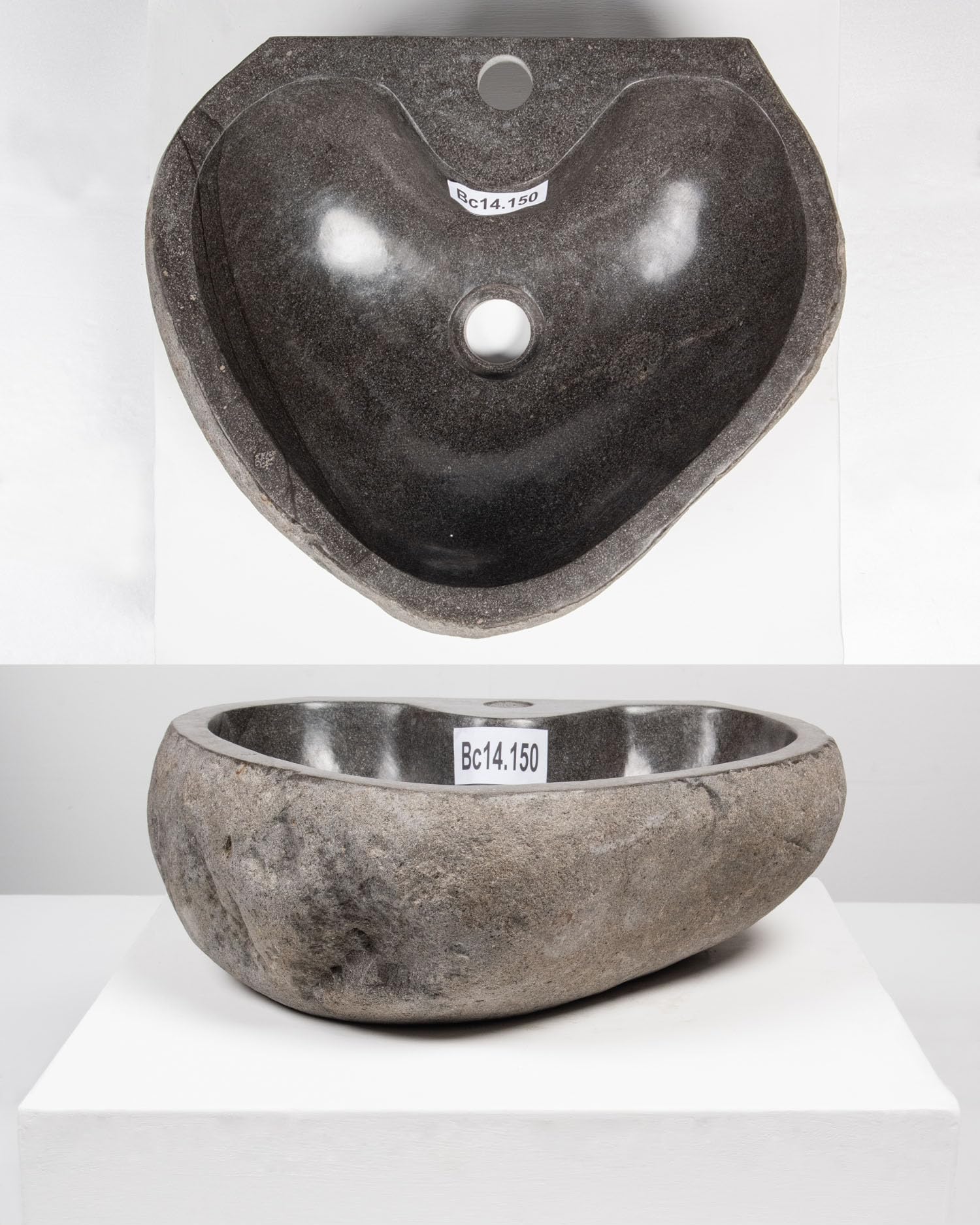 Lavabo en pierre de 40 cm avec trou pour robinet, en pierre de rivière naturelle, lavabo en granit pour salle de bain, invités, WC Wohnfreuden
