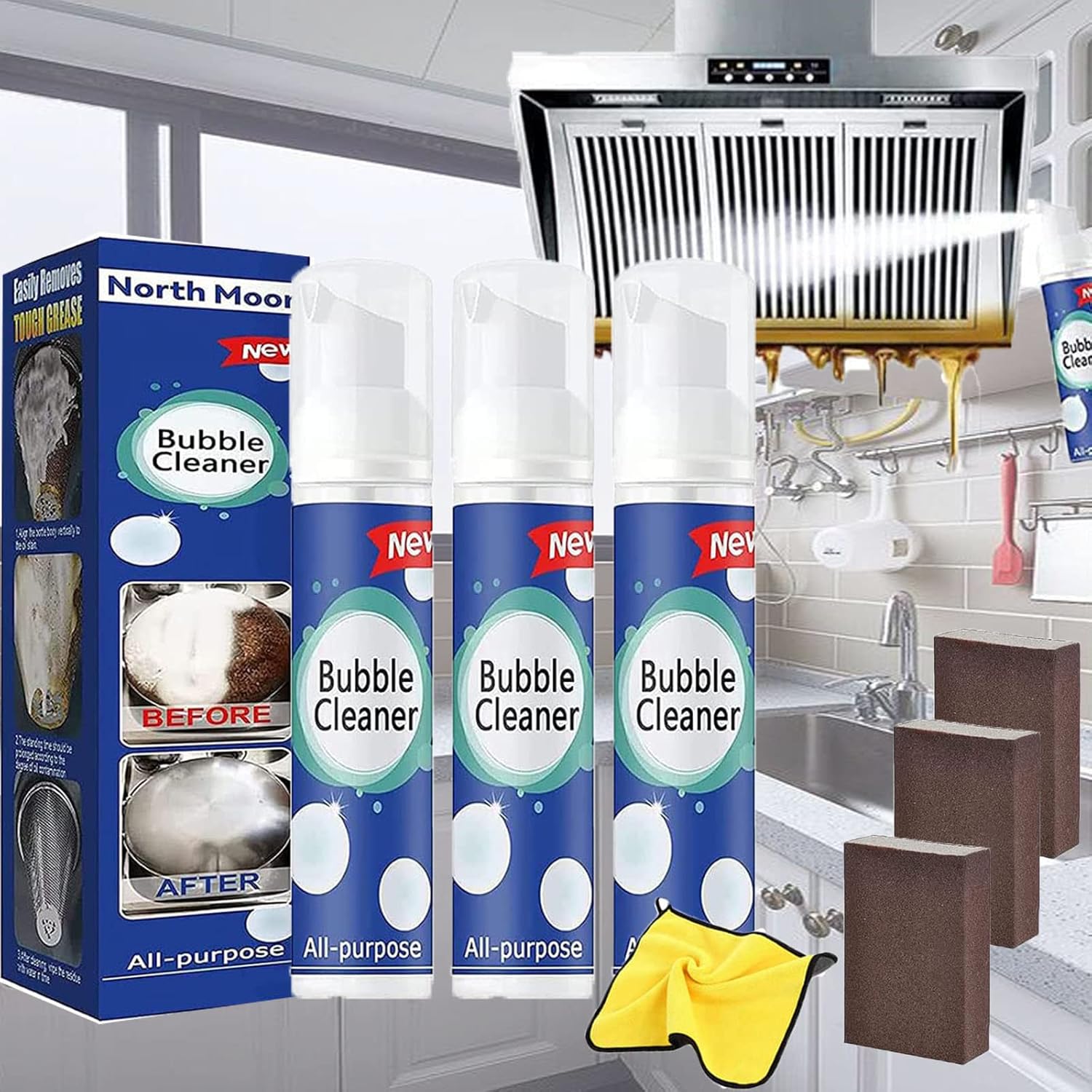 2023 New Super Magic Stain Remover Foam Cleaner,North Moon Bubble