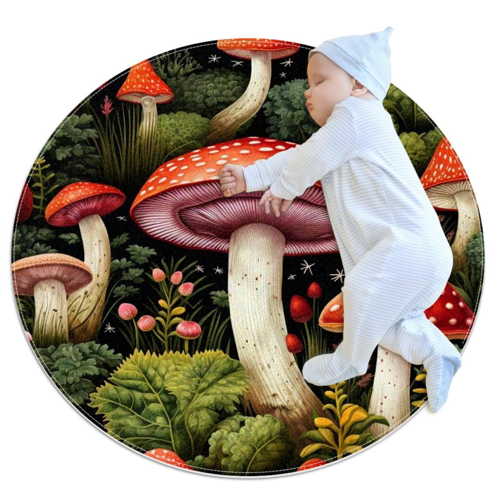 Tapis de bain champignon rond pour sécuriser et décorer le salon