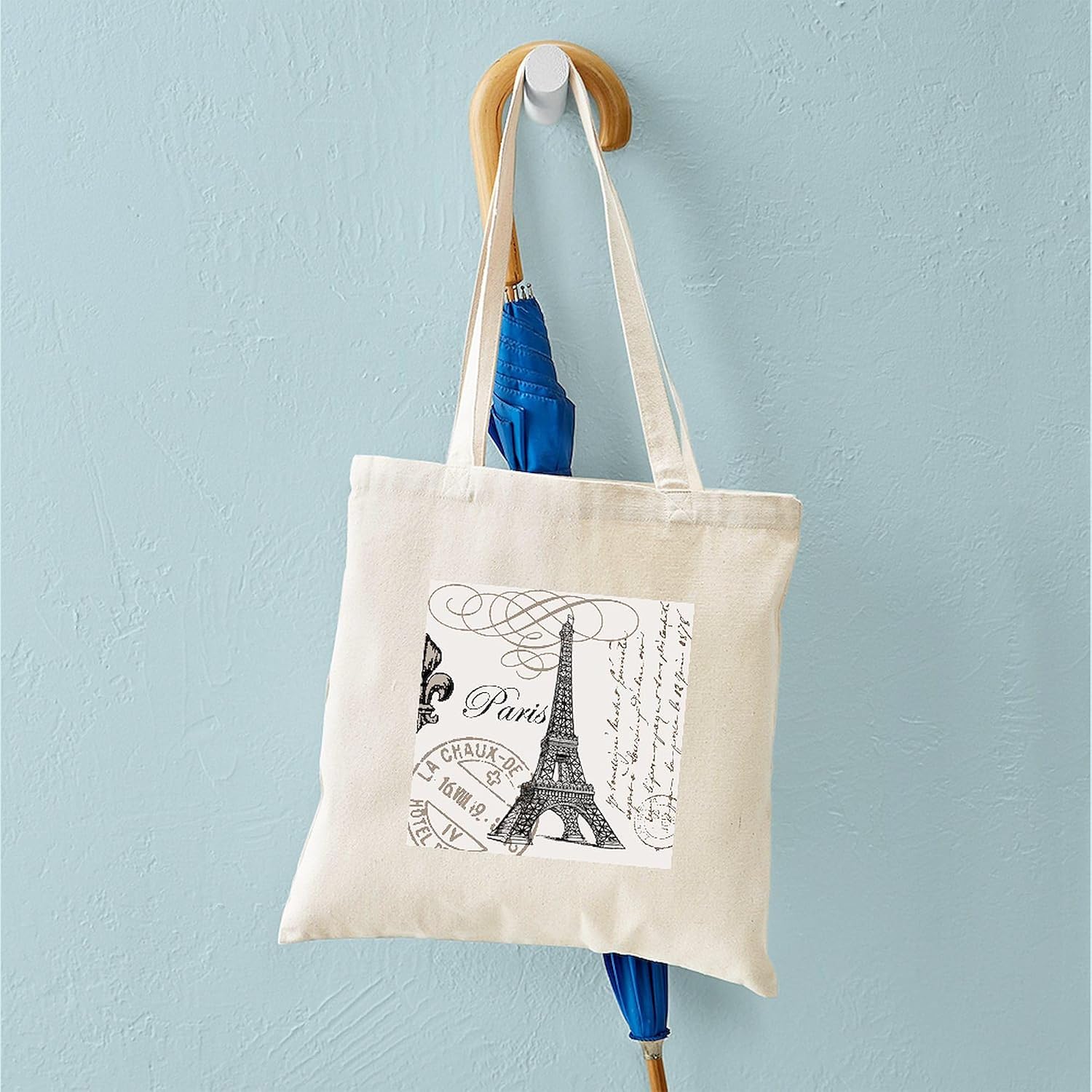 CafePress Vintage Paris Eiffel Tower Tote Bag Natural Canvas Tote Bag, Reusable Shopping Bag