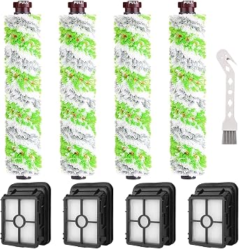 8 Pack Replacement Parts for Bissell CrossWave Pet Pro 2306A & CrossWave 1785 Series 3888A Vacuum Cleaner, 4 Pack 2460 Brush Rolls, 4 Pack 1866 Filters, Compare to Part 1613568&161-3568, 1608684