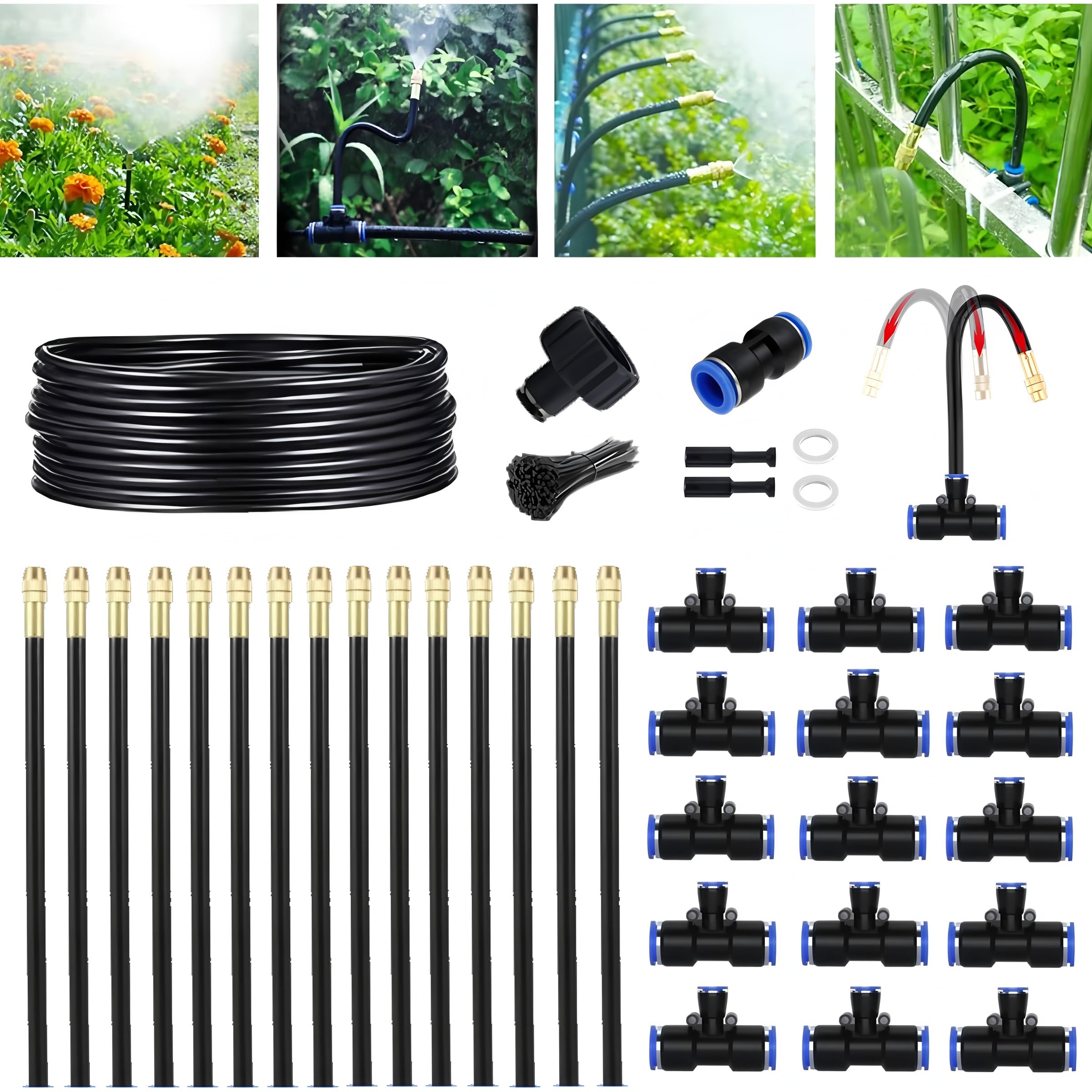 ByteX Tropfbewässerungsset Für Gewächshaus & Garten – Automatisches Bewässerungssystem Mit 15 Verstellbaren Sprühdüsen & 18 M Schlauch