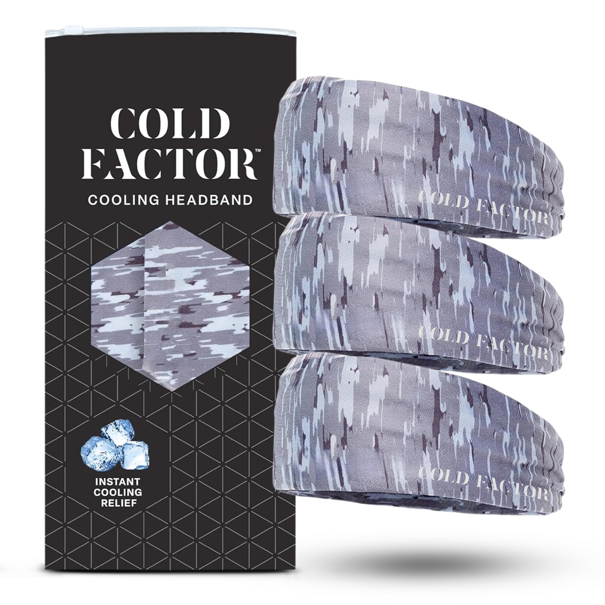 COLD FACTOR Diademas refrescantes instantáneas para Hombre y Mujer, Paquete de 3, Comodidad Avanzada de evaporación para Deportes y Actividades al Aire Libre, protección UPF 50+, Ideal para Fitness