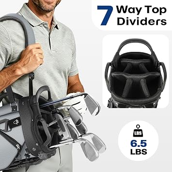 Findway Golf Stand Bag 7 Way, Lightweight Golf Bag for Men Women, Golf Club Carry Bag with Multiple Pockets, Detachable Dual Straps