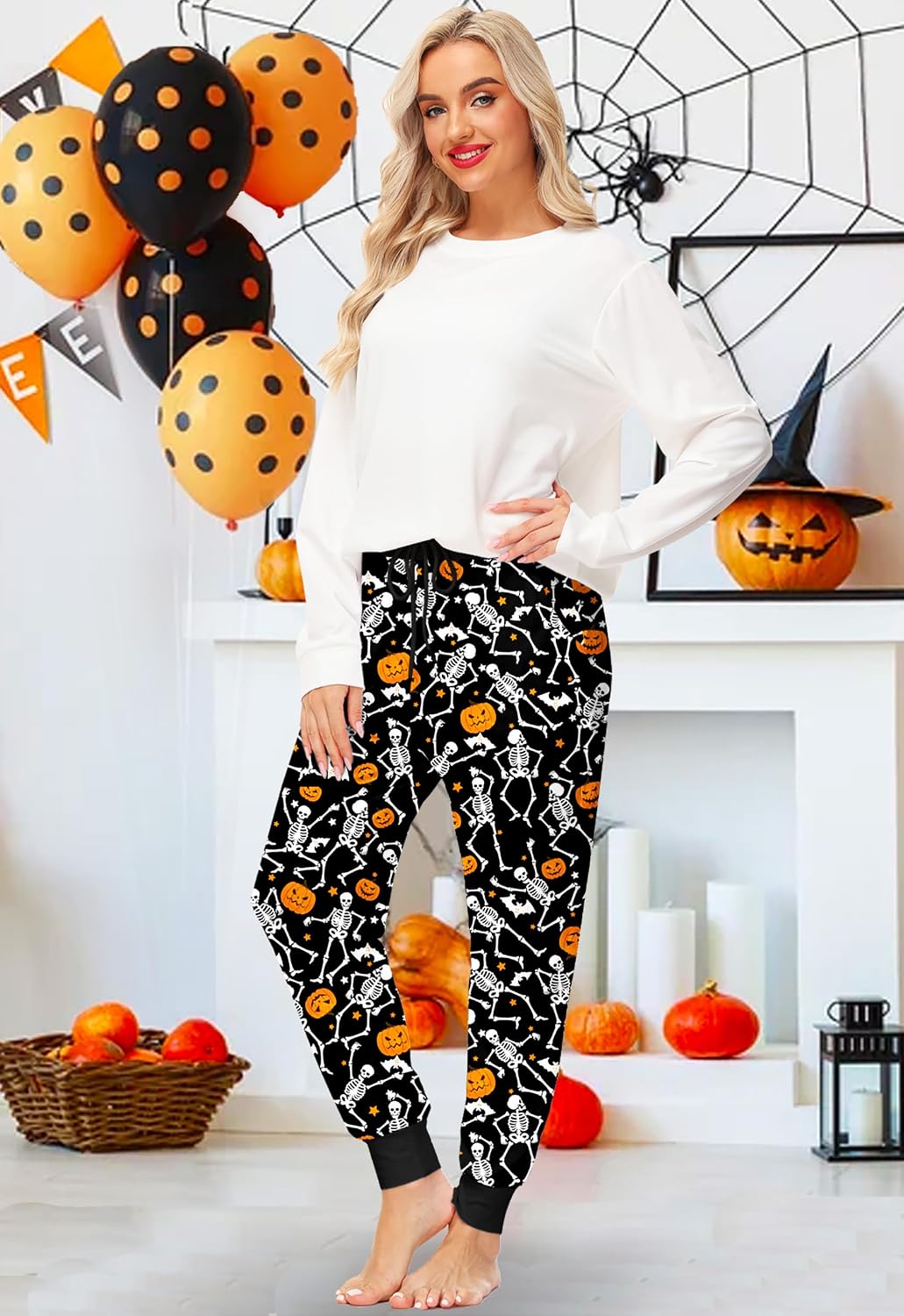 Deerose Women Christmas Pajama Pants Elastic Waist Xmas PJ Pants with Pockets