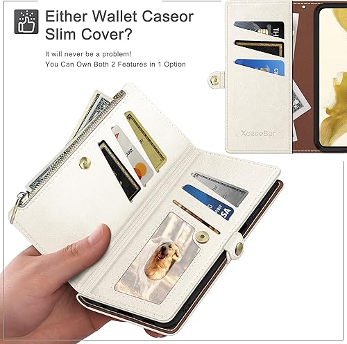 Miniatura 2 de XcaseBar Funda tipo cartera para Samsung Galaxy A54 5G con cremallera y tarjetero de crédito bloqueo RFID, funda de piel sintética con tapa para