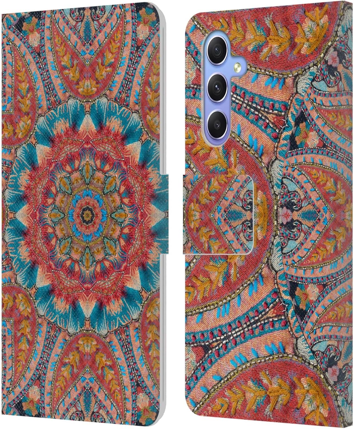 Head Case Designs Officially Licensed Aimee Stewart Beaded Beauty Mandala Leather Wallet Case Compatible with Samsung Galaxy A34 5G