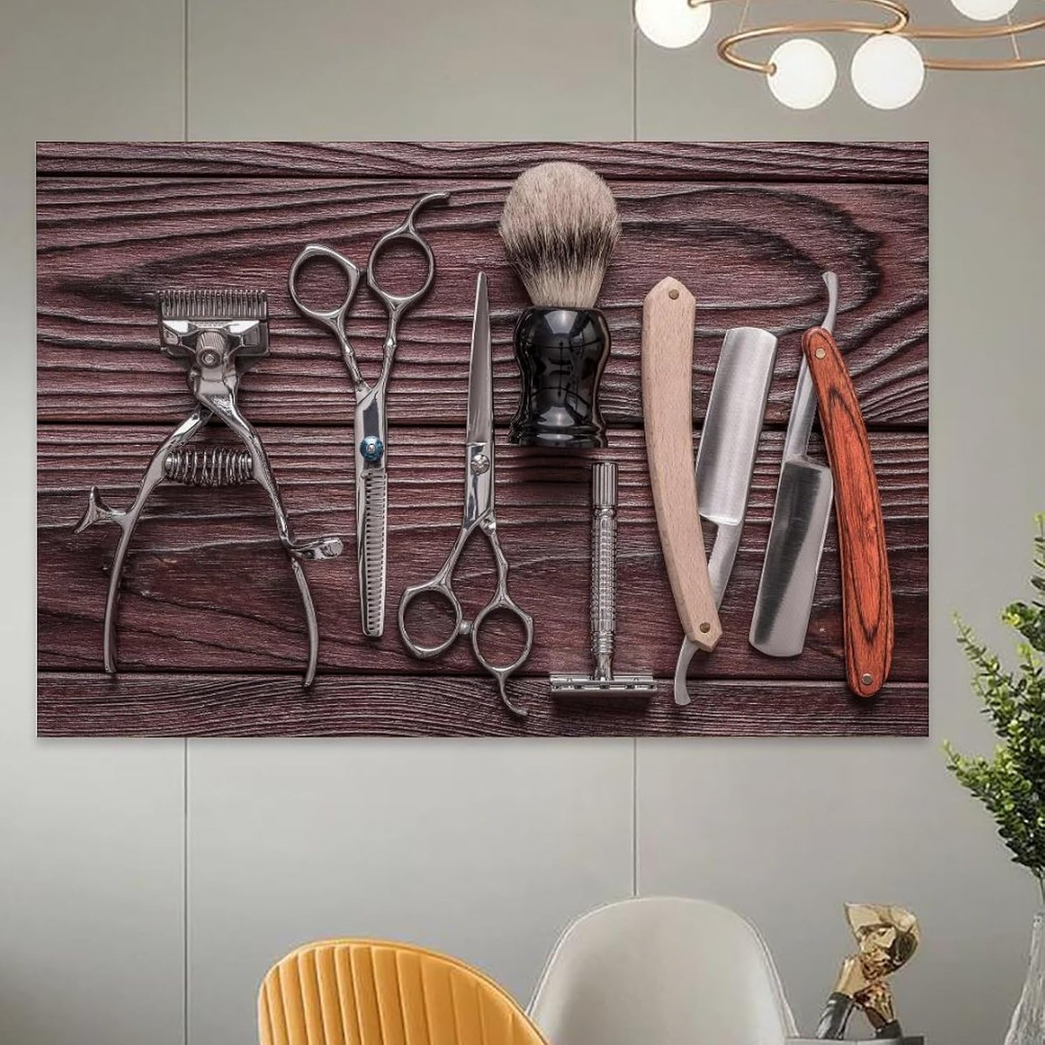 Artistic Poster Featuring Images of Vintage Barber Tools 08x12inch Unframe-style image 5