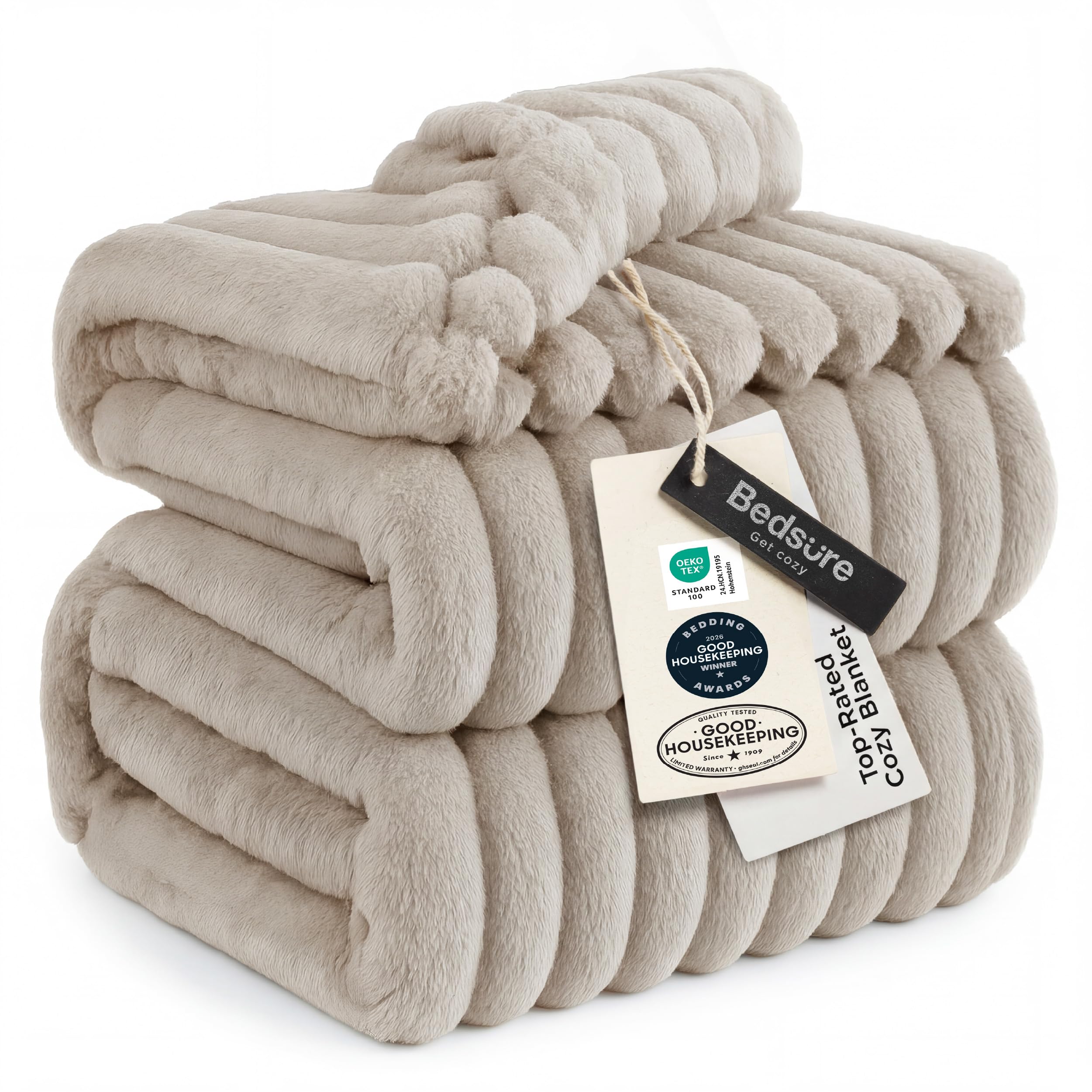 Bedsure Bedroom Decor Taupe Blanket Queen Size Bedding Gifts for Women Men, Soft Fluffy Fleece Cozy Fuzzy Plush Warm Queen Blanket for Bed, Spring Decor Brown Gifts for Her Him, 90x90
