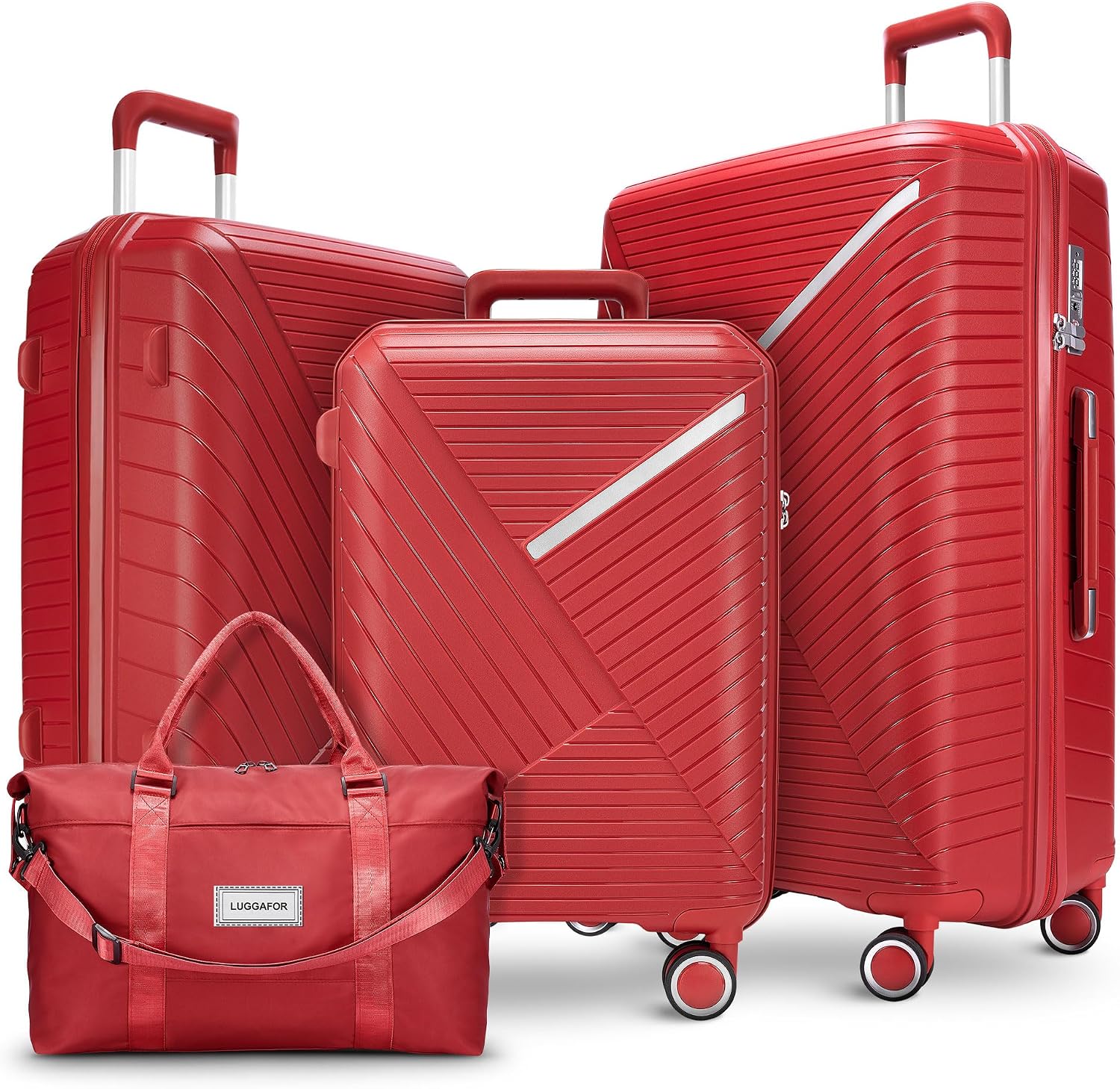 Luggage Sets 4 Piece Carry on Spinner Wheels - Suitcase with PP material Wheels TSA Lock 4pcs set (Nude pink)