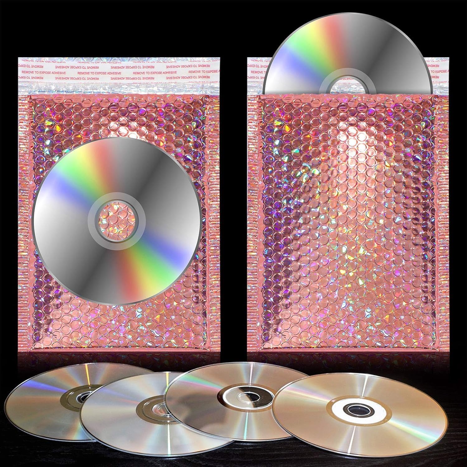 30 Pieces Holographic Bubble Mailers Padded Mailer Holographic Bubble Mailers Padded Envelopes Self Sealing Cushion Envelopes for Mailing, Shipping and Packing(Rose Gold, 11 x 7 Inch) - Image 4