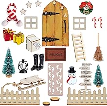 Gnome Door Accessory Set, 31 Pieces, Christmas Gnome Door Set, Miniature Gnome Door, Miniature Dollhouse Gnome Accessories, Christmas Fairy Door