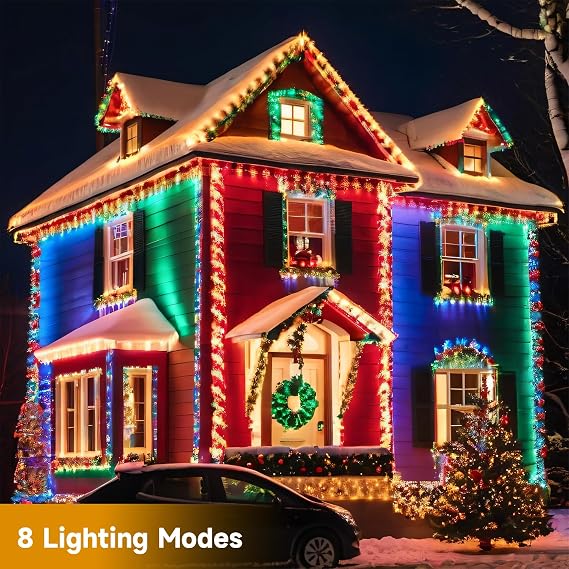 66ft Solar String Lights Outdoor Garden, 200 LED Solar Powered Fairy Lights, 8 Modes IP65 Waterproof Decorative Lights for Halloween, Garden, Yard, Party, Christmas (Multicolor) [Energy Class A]