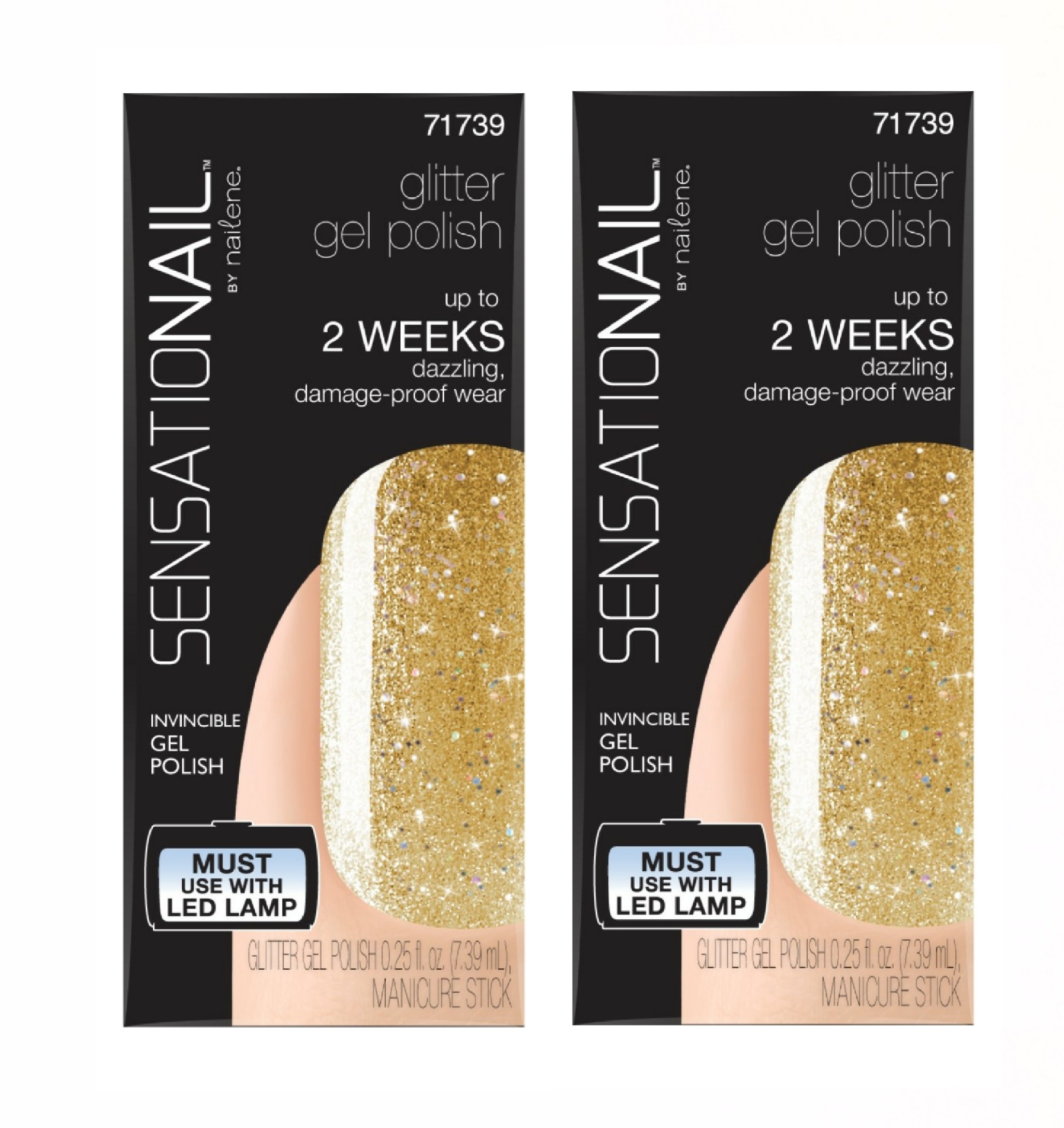 Sensationail Color Gel Polish - Gold Glitter - 0.25 Fl. Oz. (2 Count)