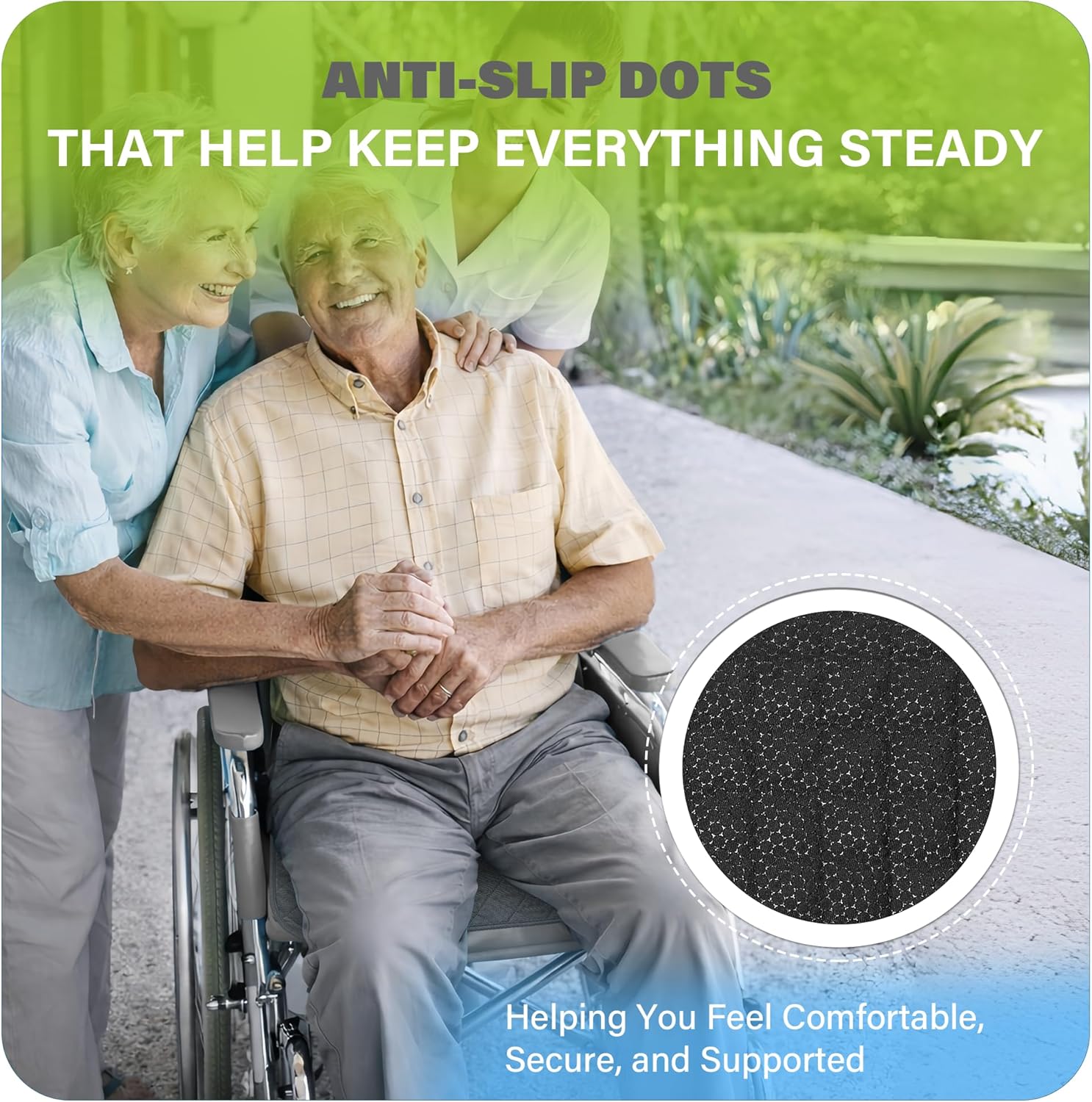 SPRING SEAON Waterproof Chair Pads for Adults & Elder, 22" x 21" Washable Reusable Incontinence Pads, Non-Slip Wheelchair Seat Cover for Bed, Car, Recliner & Protecting Patient Dignity (Gray, 2 Pack)