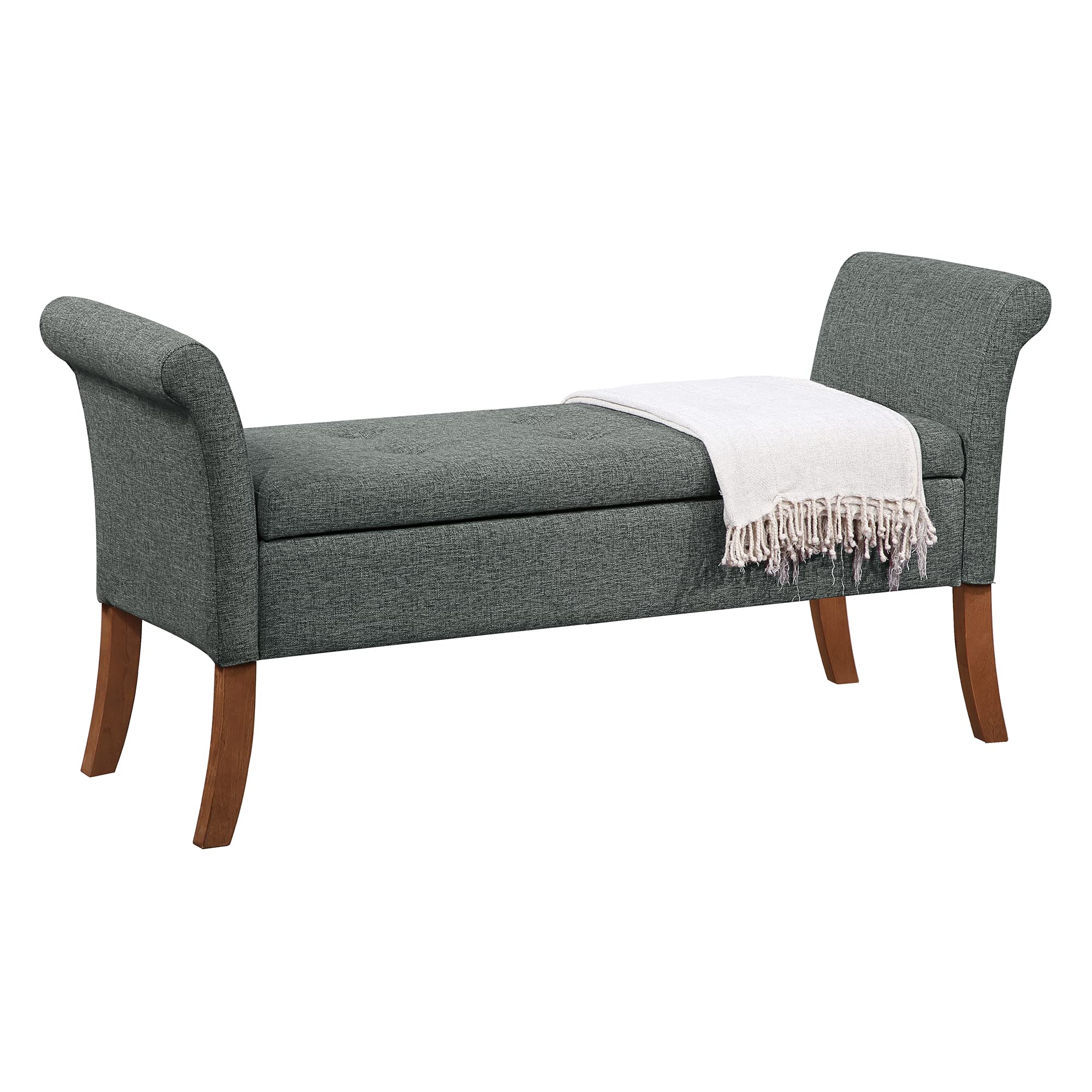 Convenience Concepts Designs4Comfort Garbo Contemporary Storage Ottoman Bench for Living, Dining Room, Office, 51.25" L x 17" W x 25.25" H, Light Charcoal Gray Fabric
