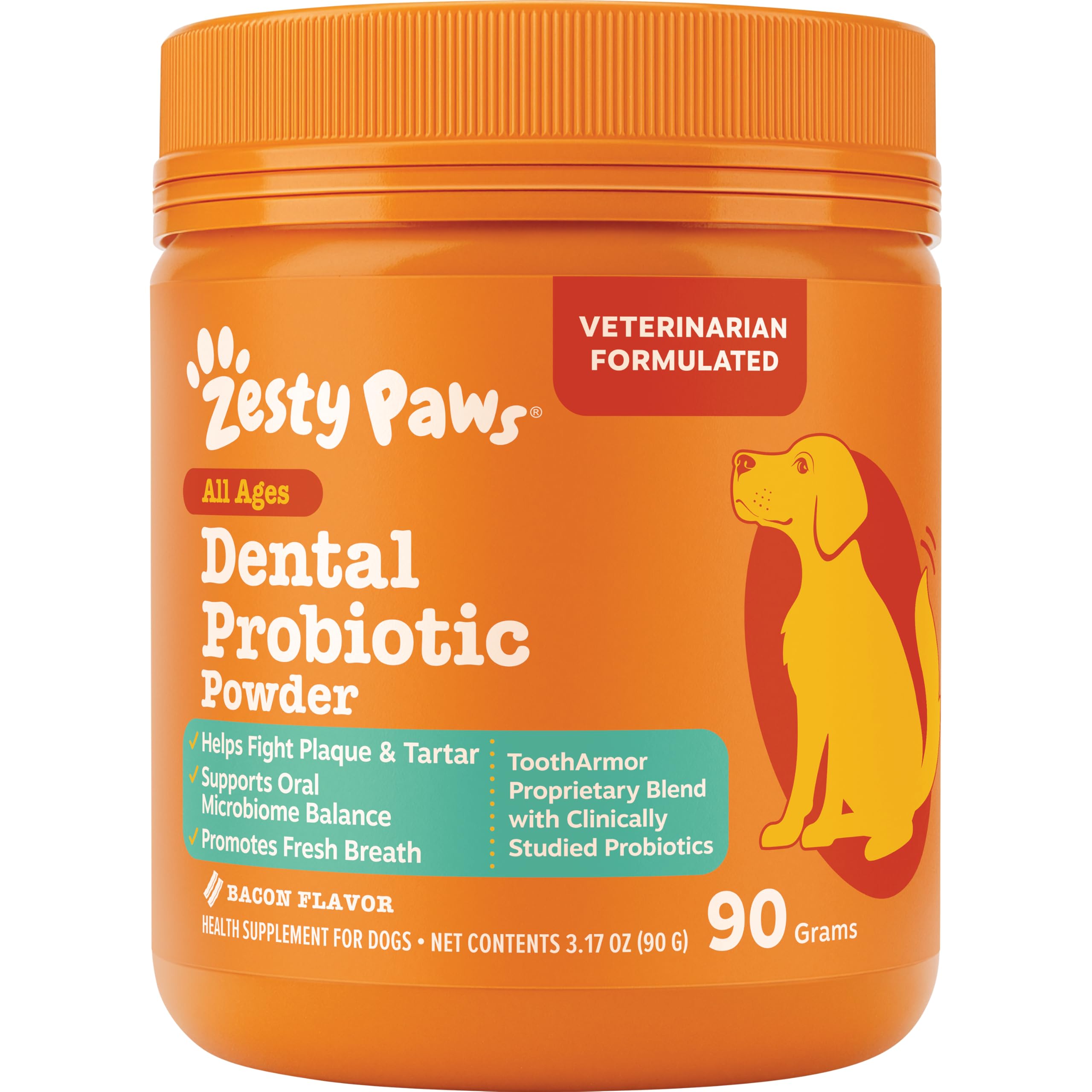 Zesty Paws Probiotic Dental Powder for Dogs Teeth - Fights Plaque, Tartar & Bad Dog Breath - Dog Breath Freshener Powder for Oral Microbiome & Gut Health - Pet Supplement for Teeth & Gums