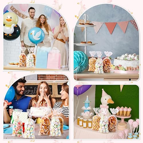 Miniatura 5 de Yexiya 100 bolsas de celofán para golosinas, bolsa de regalo transparente con lazos de cinta, bolsas de plástico para dulces para regalos de fiesta,