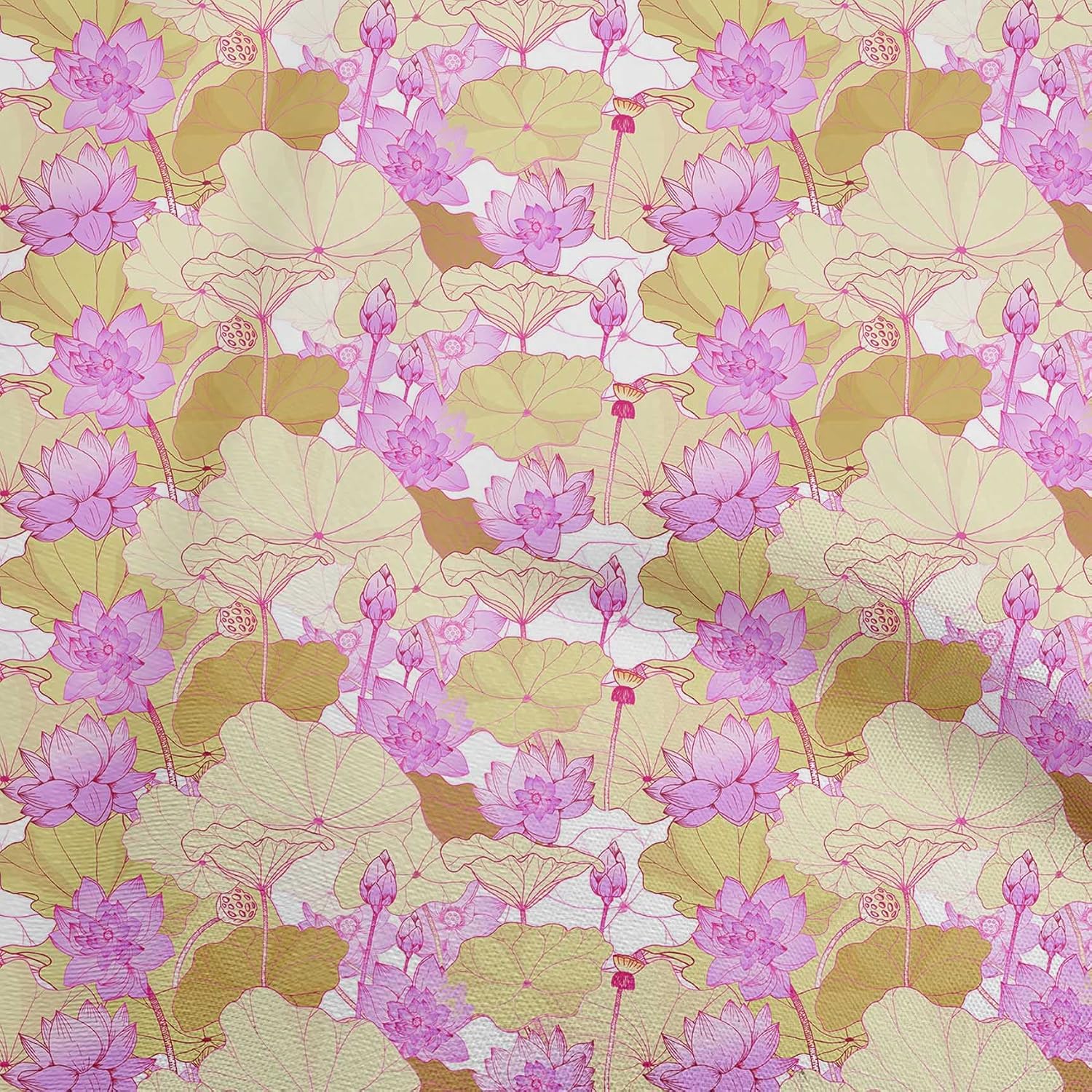 oneOone Polyester Spandex Light Brown Fabric Asian Japanese Floral Quilting Supplies Print Sewing Fabric by The Yard 56 Inch Wide