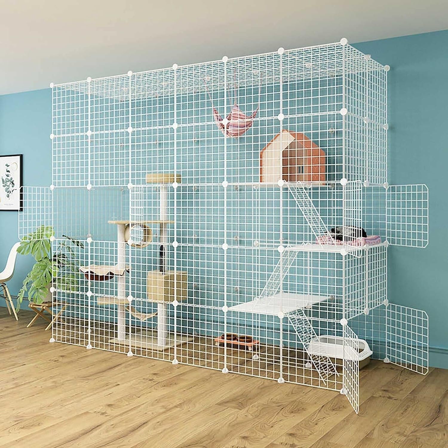 asdchZen Cat House Large Cat Cage - Diy Crate Cat Cage Indoor Large With Litter Box Cat Enclosure Sturdy Easy To Clean For Cat And Small Animals