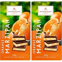 Niederegger - Dark chocolate covered marzipan bar with orange 110g Pack of 2