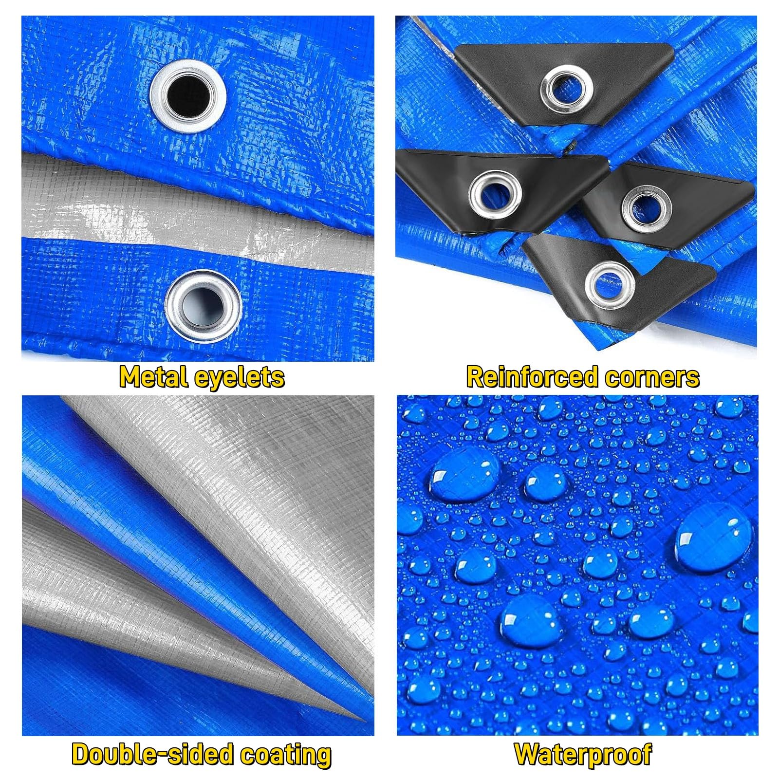Lona de Protección Lona Protectora con Ojales 230x300cm Azul Plata