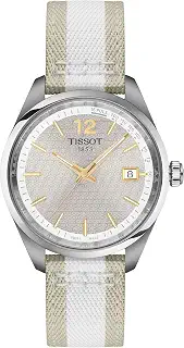 TISSOT(ティソ) 正規輸入品 PR 100 腕時計 34mm シルバー文字盤 T1502101703700 | クオーツ・100m防水・サファイアクリスタルガラス・316Lステンレスケース・テキスタイルストラップ・日付表示・レディース