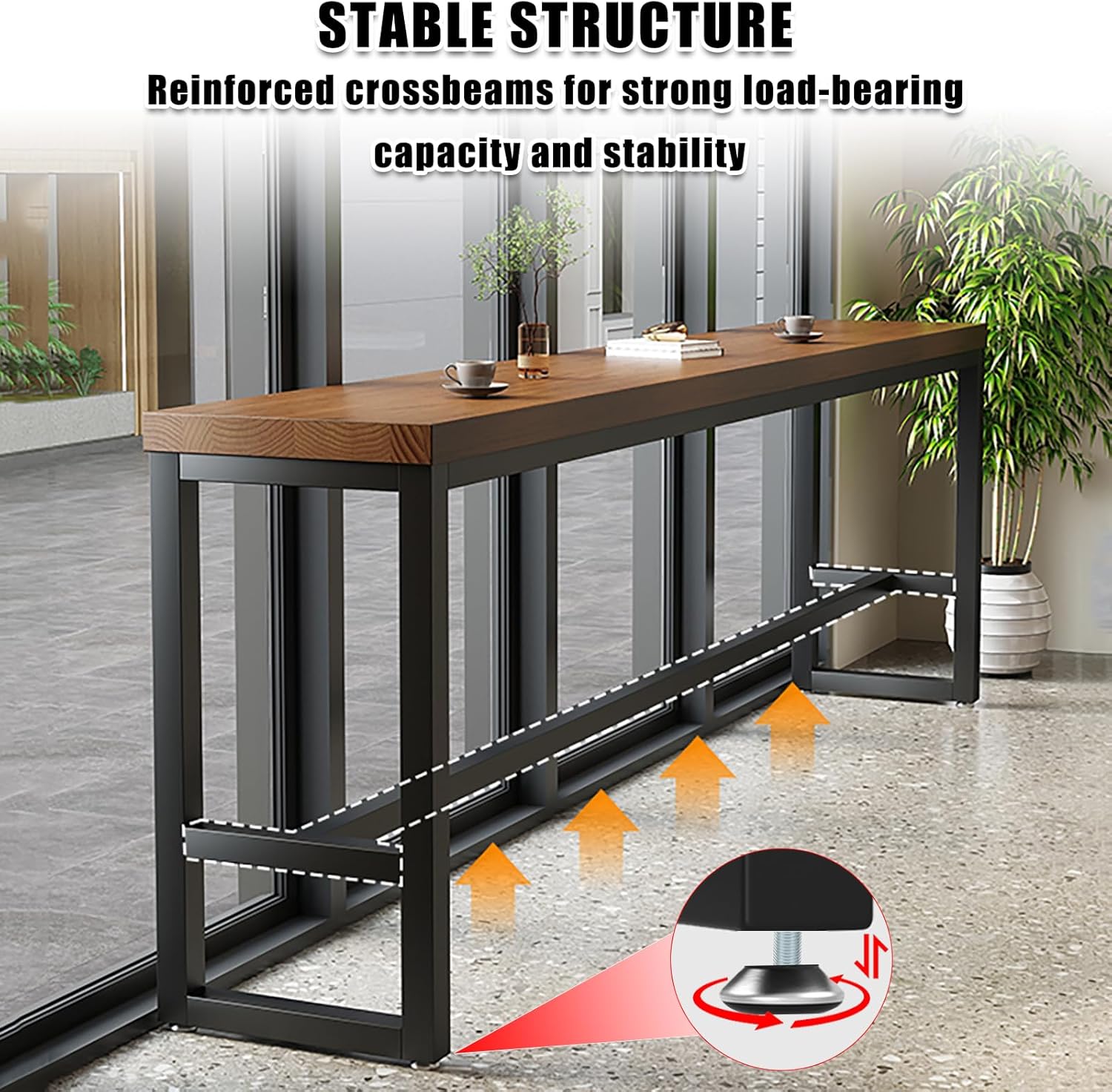 Bar Table,Farmhouse Pub Table,Industrial Bar Height Dining Table,2-in Thickness Solid Wood Top for Kitchen, Coffee Shop, Pub, Breakroom(Stool not Included)
