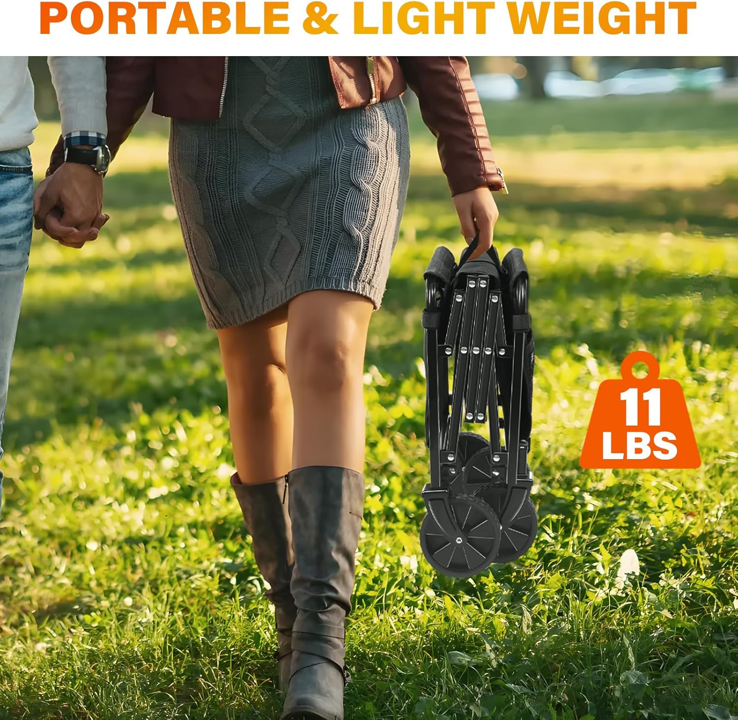 Wagons Carts Foldable, Collapsible Folding Wagon, Portable Folding Wagon Cart with Wheels, Outdoor Utility Carts for Groceries, Camping, Sports, Shopping, Black