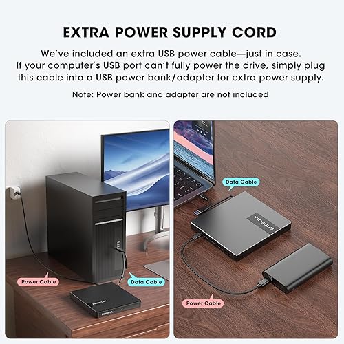 Miniatura 6 de ROOFULL Unidad externa de CD/DVD con 4* puertos USB y 2* ranura para tarjeta SD/TF para portátil, lector/grabador/reproductor de CD-R/RW/ROM USB 3.0