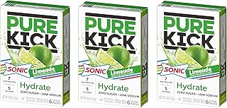 Pure Kick Sonic Limeade - Pack of 3-18 Servings - Powdered Drink Mix - Low Calorie and Zero Sugar - Refreshing Drink Anywhere and Anytime - Low Sodium
