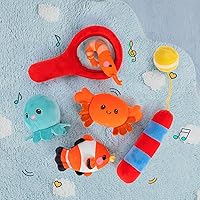 Vista 8 de OUOZZZ Regalos para bebés de más de 6 meses de edad, juguete de pesca de peluche, caja de aparejos de pescado suave, regalos de animales de peluche