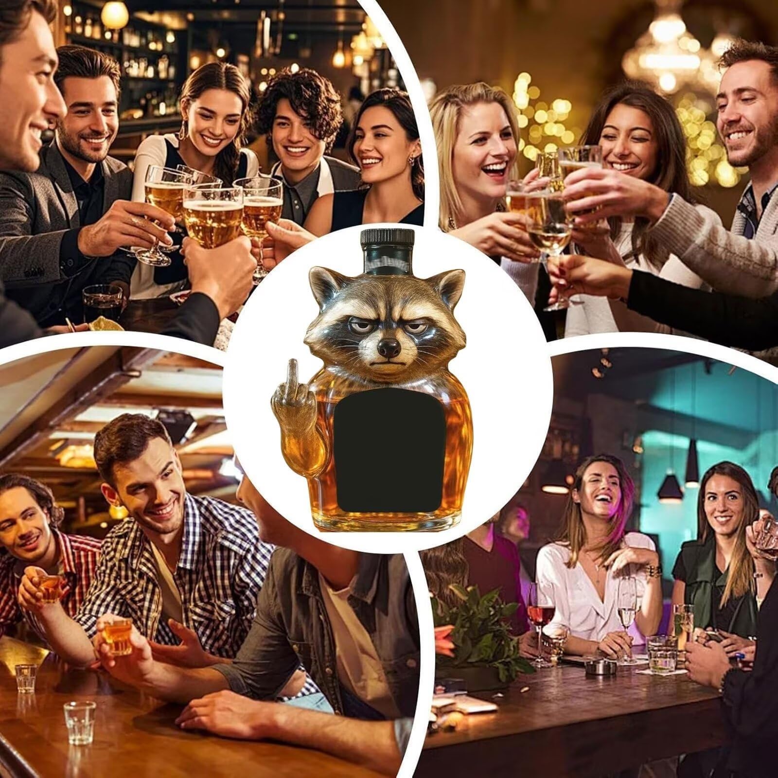 300ML Decantador Whisky - Arte Estatua, Decantador De Whisky Con Forma De Mapache En 3D, Botella De Whisky Con Temática Animal, Regalo Novedoso Para Decoración De Bar En Casa(B)